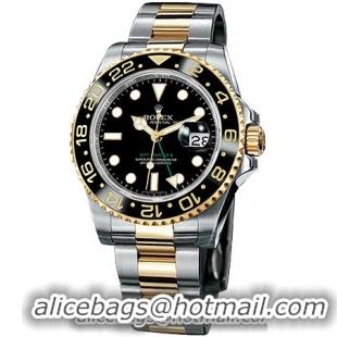 Rolex GMT Master II Series Mens Automatic 18kt Yellow Gold and Stainless Steel Wristwatch 116713-BSO