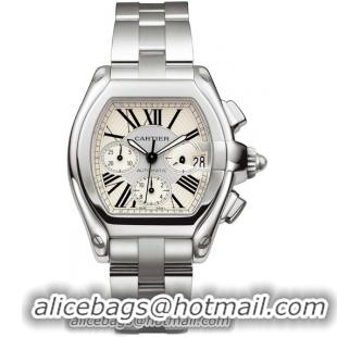 Cartier Roadster Chronograph Stainless Steel Mens Automatic Wristwatch-W62019X6