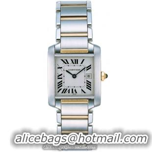 Cartier Tank Francaise Series 18k Yellow Gold and Stainless Steel Ladies Swiss Quartz Wristwatch-W51012Q4