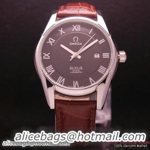 OMEGA DE VILLE Co-AXIAL CHRONOMETER Steel on Brown Leather Strap OM77007