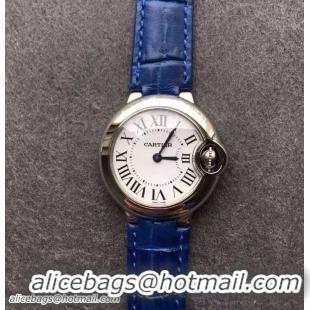 Shop Cheap Cartier Ballon Bleu De Watch With Crocodile Pattern Belt Blue