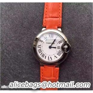 Discount Fashion Cartier Ballon Bleu De Watch With Crocodile Pattern Belt Orange