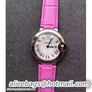 Discount Cartier Ballon Bleu De Watch With Crocodile Pattern Belt Fushia