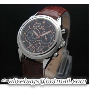 Shop Duplicate OMEGA DE VILLE CO-AXIAL CHRONOSCOPE Steel on Brown Leather Strap OM77408