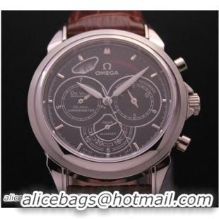 Big Discount OMEGA DE VILLE CO-AXIAL CHRONOSCOPE Steel on Brown Leather Strap OM77410