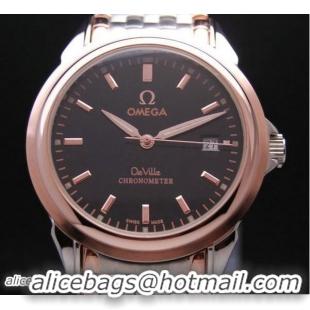 Big Enough OMEGA DE VILLE Chronometer Red Gold on Steel Strap OM77318