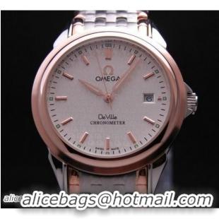 Luxury Discount OMEGA DE VILLE Chronometer Red Gold on Steel Strap OM77317