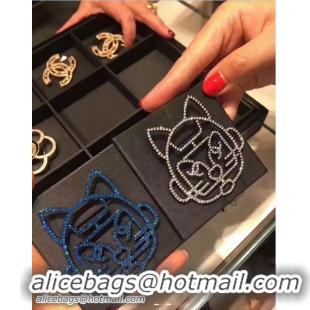 Durable Chanel Metal & Strass Brooch Blue 622021 2017