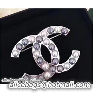 Pretty Style Chanel Brooch A98457 White/Gary 2017