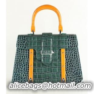 New Product 2014 Goyard Saigon Crocodile Veins Leather Tote Bag 8962 Green