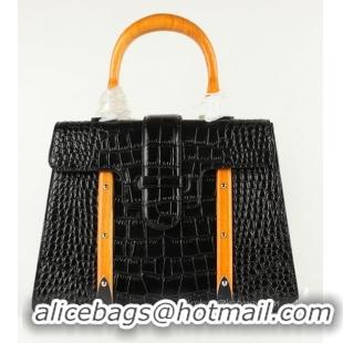 Timeless 2014 Goyard Saigon Crocodile Veins Leather Tote Bag 8962 Black