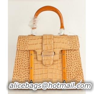 New Cheap Goyard Saigon Crocodile Veins Leather Tote Bag 8962 Apricot