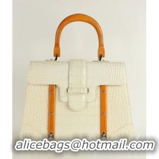 Newest 2014 Goyard Saigon Crocodile Veins Leather Tote Bag 8962 White