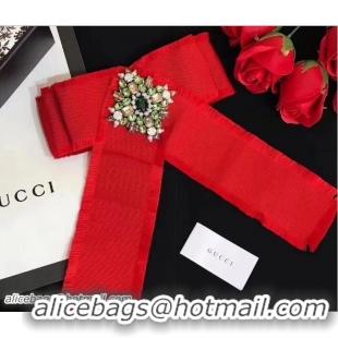 Hot Style Gucci Web Grosgrain Bow Brooch 460828 Red 2018