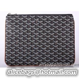 Low Cost Goyard New Design Ipad Bag Large Size 020113 Black With Tan