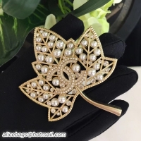 Luxury Chanel Leaf Brooch AB0195 Gold/Pearly White/Gray 2018