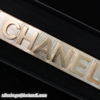 Fashion Chanel 'CHANEL' Metallic Lambskin Cuff/Bracelet A58304 Silver/Gold