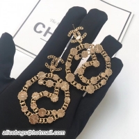 Most Popular Chanel Earrings with 5 Large Ring Pendant AB0273 Gold/Pearly White 2018