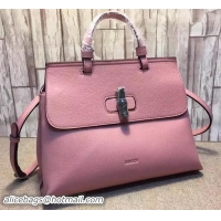 Ladies Cheap Gucci Bamboo Daily Leather Top Handle Bag 392013 Pink