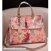 High Quality Gucci Bamboo Daily Leather Top Handle Bag 392013 Pink Blooms