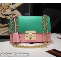 Refined Gucci Padlock Leather Shoulder Bags 409487 Pink&Green