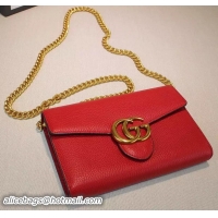 New Arrivals Gucci GG Marmont Leather mini Chain Bag 401232 Red