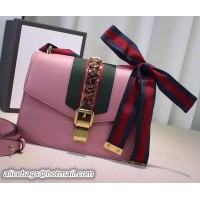 New Style Gucci Sylvie Leather mini Chain Bag 431666 Pink