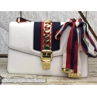 Classic Hot Sell Gucci Sylvie Leather Chain Bag 431667 White