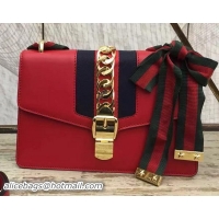 Buy Cheap Gucci Sylvie Leather Chain Bag 431667 Red