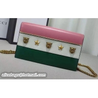 Discount Fashion Gucci Contrast Leather Studded mini Bag 421843 Pink&Green