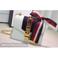 Fashion Show Collections Gucci Sylvie Leather mini Chain Bag 431666 White