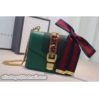 Fashion Cheap Gucci Sylvie Leather mini Chain Bag 431666 Green