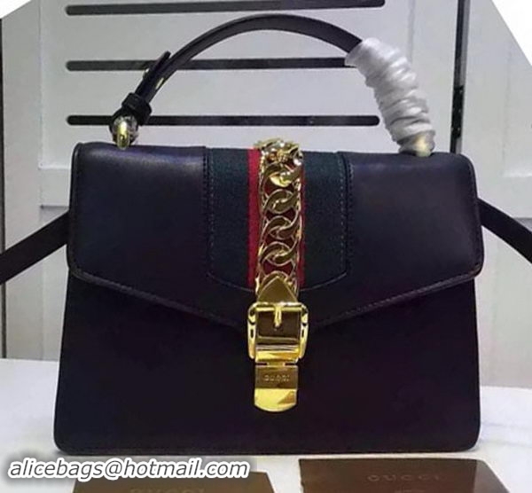 Top Discount Gucci Sylvie Leather Top Handle Bag 431665 Black