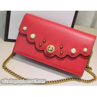 New Discount Gucci Calfskin Leather mini Chain Bag 431478 Red