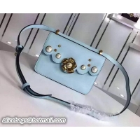 New Arrivals Gucci Calfskin Leather Chain Shoulder Bag 432281 Skyblue