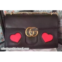 Low Cost Gucci GG Marmont Leather Shoulder Bag 431777 Black