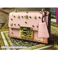 Free Shipping Discount Gucci Padlock Studded Leather Shoulder Bag 432182 Pink