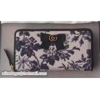 Top Quality Gucci Arabesque Canvas Zip Around Wallet 435819 White