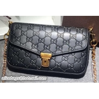 High Quality Gucci Signature Leather Shoulder Bag 416891 Black