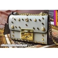 New Luxury Gucci Padlock Studded Leather Shoulder Bag 432182 OffWhite