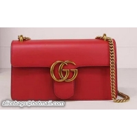 Top Grade Gucci GG Marmont Leather Shoulder Bag 431777 Red