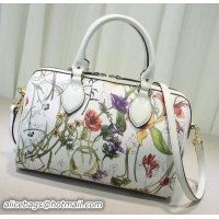 Top Design Gucci Blooms Calfskin Leather Top Handle Bag 409529 White