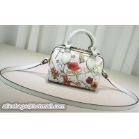 Perfect GUCCI Calfskin Leather Blooms mini Top Handle Bag 432123 White