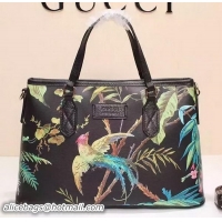 Grade GUCCI GG Supreme Hummingbirds Tote Bag 429019 Black