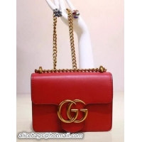 Unique Style Gucci GG Marmont Leather Shoulder Bag 431384 Red