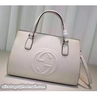 Well Crafted GUCCI Soho Leather Top Handle Bag 431571 OffWhite