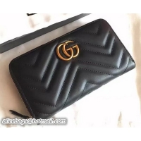 Buy Discount Gucci GG Marmont Zip Around Wallet 443123 Black