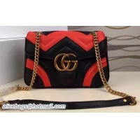 Feminine Gucci GG Marmont Matelasse Shoulder Bag 426744 Black&Red