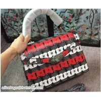 Buy Fashionable Gucci Snake Pattern Calfskin Bamboo Top Handle Bag 443682 Red