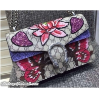 Traditional Specials Gucci Lotus and Sequins Heart Embroidered Dionysus GG Supreme Small Bag 400249 2016